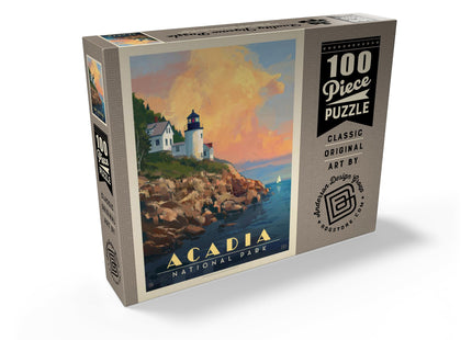 MyPuzzle Acadia National Park: Lighthouse, Vintage Poster - Premium Jigsaw Puzzle for Adults