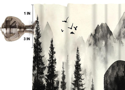 Twistmyst Bear Valance Curtains,Rod Pocket Valances for Windows,Small Window Treatment Valances for Kitchen,Living Room,Bedroom,Bathroom,Home Decor,18x54 Inch,1 Panel,Rustic Cabin Forest