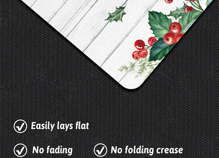 APROPHIC Merry Christmas Kitchen Mat, Cardinal Birds Pinecone Wood Grain Xmas Kitchen Mats for Floor Rug Set of 2, Non Slip with Rubber Backing, Washable Carpet for Hallways, Sink 16x24 + 16x41 in