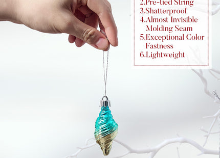 Valery Madelyn Summer Christmas in July Decorations Hanging Ornaments for Small Tree, Shatterproof Seashell Starfish Beach Ocean Coastal Nautical Marine Christmas Balls Bulk for Party Home Decor