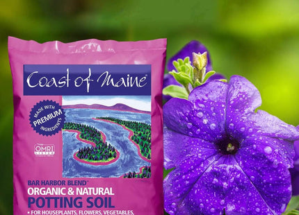 Coast of Maine Organic & Natural Bar Harbor Blend Potting Soil - Organic Soil w/Perlite for Enhanced Drainage & Aeration - for Flowers, Herbs & Veggies, Floral Baskets & Container Gardening (1CF)