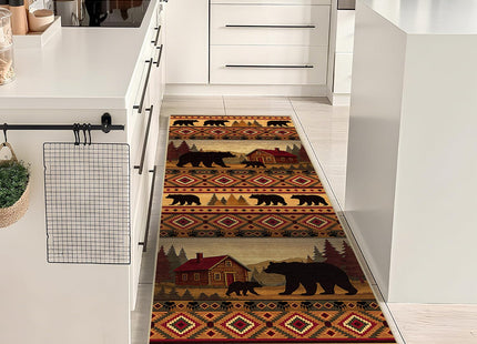 Glocmna Cabin Bear 2x6 Runner Rug for Hallway Bedroom Rustic Lodge Bear Rug