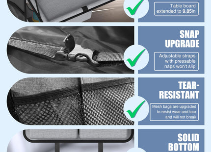 Plzpik Car Backseat Organizer with Tablet Holder,11 Storage Pockets with Foldable Food Tray, Protector Kick Mats for Kids, Travel Accessories Organizer (Gray, 1Pack)