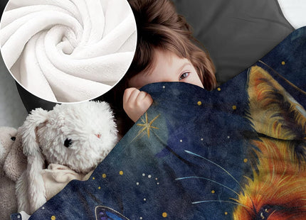 Fox Blanket for Boys Girls Kids, Flannel Fox Blankets Gifts, Butterfly Floral Fox Throw Blanket for Sofa Couch Bed Living Room Soft Warm Cozy Fox Decor 50" x 40"