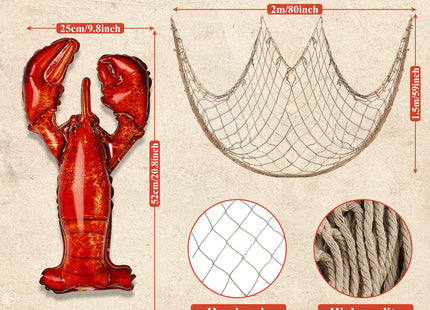 Silipull 5 Pcs Crawfish Balloons Fishing Net Seafood Boil Party Supplies