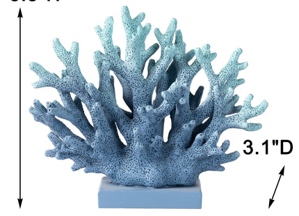 Elegondrar 5.8" H Blue Coral Decor, Resin Coral Statue, Nautical Decorations for Home, Beach/Coastal/Ocean Themed Cabinet Shelf Tabletop Decor