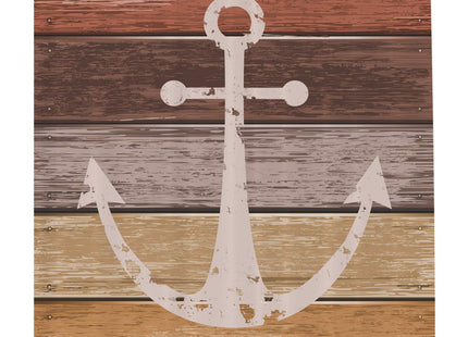 Ambesonne Anchor Shower Curtain, Bathroom Accessories Nautical Themes Grunge Marine on Wooden Planks, Cloth Fabric for Guest Master Restroom House Decor with 12 Hooks, 69" W x 75" L, Mustard Redbrown