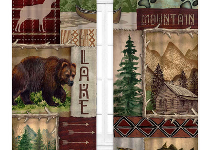 Retro Rustic Curtains, Vintage Bear Deer Farmhouse Forest Cabin Lodge Woodland Adventure Cottage Country Blackout Window Curtains Drapes for Bedroom Living Room Kitchen 2 Panels Set, 42"x54" Inch