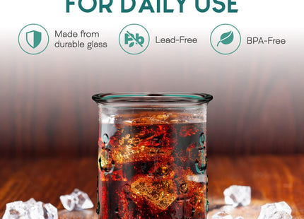Amici Home – Anchor Anchor DOF Glass - 12 Oz - Green, Set of 6