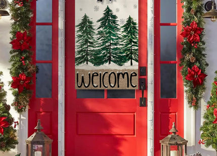 AVOIN colorlife Welcome Pine Tree Christmas Winter House Flag 28x40 Inch