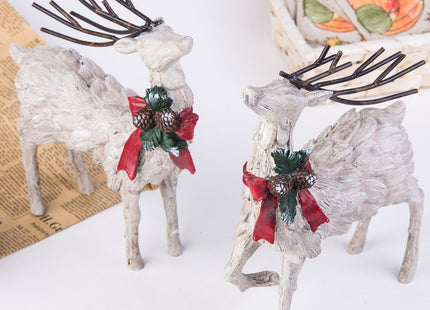 CEDAR HOME Resin Holiday Figurine Decorative Christmas Deer Tabletop Statue Decor, 2 Pack