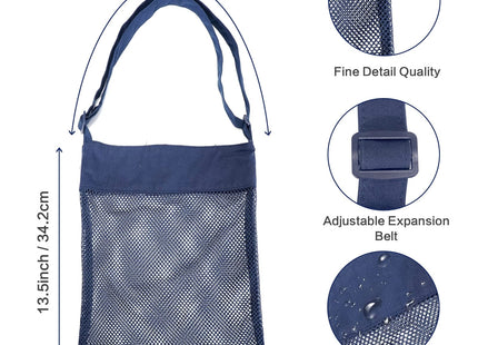RIMOBUL Beach Treasures Seashell Mesh Bags - Set of 2 (Large) (Navy Blue)