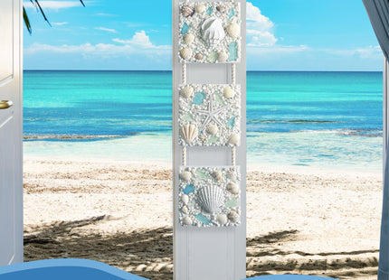 flangairy Coastal Wall Decor 3d Seashell Starfish Conch Wall Hanging, 25.2 * 5.9 Inches Beach Nautical Ocean Theme Bathroom Home Decorations Summer Sea Shell Art