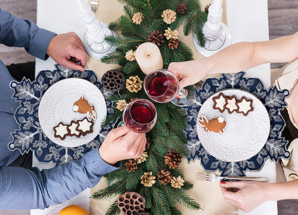 HunnmingRe Christmas Snowflake Placemats Set of 6 Blue Snowflake Table Mats