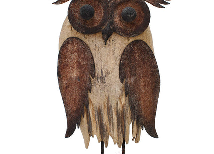 Wood Owl Figurine Decor Animal Statue Sculpture Owl Decoration Rustic Table