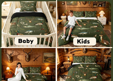 Feelyou Hunting Fishing Comforter Set Deer Duck Bedding Set Full Size
