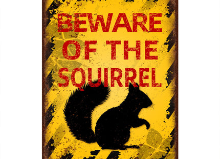 Vintage Squirrel Metal Sign Beware of Squirrel Aluminum Sign
