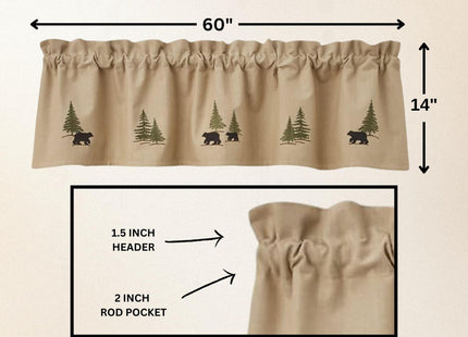 Park Designs Black Bear Lined Valance 60" x 14"