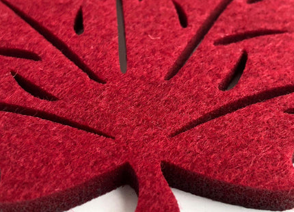 Maple Leaf Cutwork Felt Coasters, Set of 4 (Red)