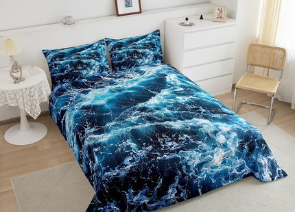 Erosebridal Blue Waves Comforter Set Ocean Sea Bedding Summer Theme Queen