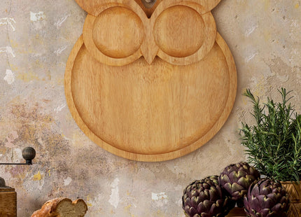 Owl-Shaped Wooden Charcuterie Board, 12" Cheese & Meat Platter, Large Serving Tray, Housewarming
