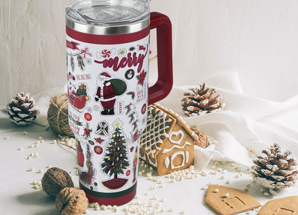Christmas Tumbler 40oz Nutcracker Santa Reindeer Cup Winter Gift Women-1PCS