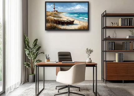 Glocmna Large Ocean Lighthouse Wall Art for Living Room Beach Coastal Scenery Wall Decor summer nautical Seascape Canvas Pictures Painting Print Framed Artwork Decorations for Bedroom Home Gifts 24"x36"