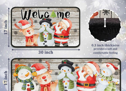 PyreneanHaven Christmas Kitchen Mats Set of 2, Christmas Decorations for Home Deer Snowman Welcome Rug Winter Mat Home Xmas Decor Low-Profile Kitchen Rugs for Floor 17"X47"+17"X30" (Snowman)