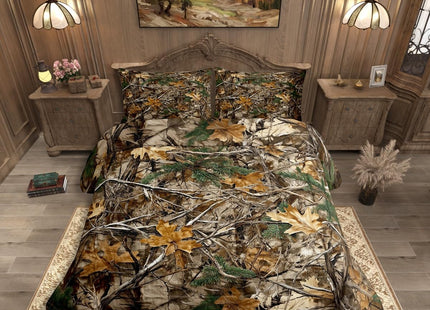 Erosebridal Camo 3-Piece Queen Comforter Set – All-Season Lightweight, Breathable Microfiber Bedding Set,Farmhouse Decor for Mancave, Cabin, Lodge & Camping, Tree Leaves Quilt Set with 2 Pillowcases