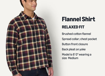 Amazon Essentials Men's Relaxed-Fit Long-Sleeve Flannel Shirt, Dark Burgundy Black Check Plaid, X-Large