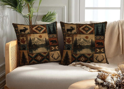Firmiso Rustic Cabin Throw Pillow Covers 18x18 Set of 2｜Moose Decorative Cushion Covers for Couch Sofa Bed Patio｜Southwestern Woodland Pillow Cases｜Lodge Mountain Home Decor