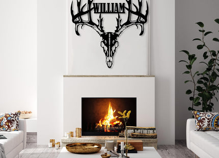 Personalized Deer Head Metal Sign, Custom Deer and Forest Metal Wall Art, Farmhouse Wall Decor, Rustic Outdoor Plaque, Customized Deer Hunter Last Name Signs, Outdoor Decor, Housewarming Gift