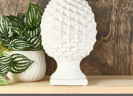 Elements 6.54x6.54x10.94 Inch White Ceramic Pinecone Figurine Durable Design for Everyday Use in Home Kitchen Dining and Entertaining Settings