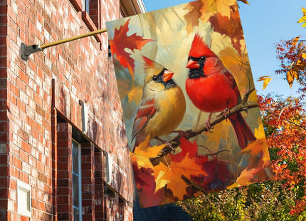 Cardinal Birds Fall House Flag 28x40 Inch