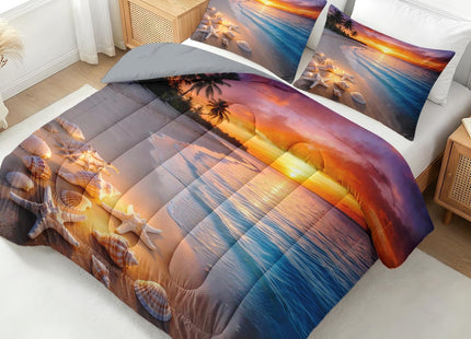 Nesker Full Comforter Set, 3 Pieces Beach Seashell Bedding, All Season