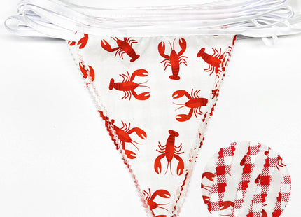32Ft Crawfish Party Decorations Red Buffalo Plaid Crawfish Pennant Banner Fabric Triangle Flag Garland Streamers for Lobster Birthday Shrimp Seafood Boil Baby Shower Barbecue Party Decor Supplies