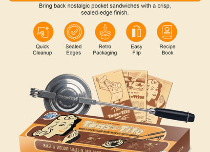 Toas-Tite Handheld Sandwich Maker, Classic Sandwich Grill & Panini Press, Cast Aluminum Pie Iron, Retro 1945 Stovetop & Campfire Toaster for Hot Sandwiches, Pies, Paninis, RV & Camping