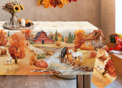 Arquiel Fall Tablecloth 55 x 70 Inch Rectangular, Forest Print