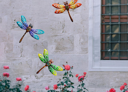 Yonivexis Metal Dragonfly Wall Decor Outdoor wall Art Hanging Decorations Living Room Bedroom Fence Dragonfly Garden Decor, Style1