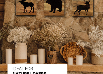 Home Rustique Real Wooden Cabin Decor, Woodland Rustic Wall Art, Set of 3