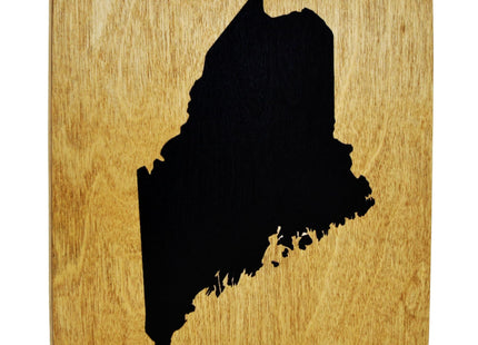 Maine Wood Sign - 8"x8" State Map Silhouette - Rustic Wall Decor for Home