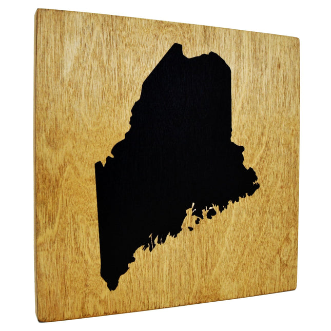 Maine Wood Sign - 8"x8" State Map Silhouette - Rustic Wall Decor for Home