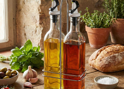 Ellora Farms, Pained Lighthouse, Atlas Chef Pourer & Cruet Glass Bottle, Oil, Vinegar, Wine, Dressing Dispenser, 16 fl oz.