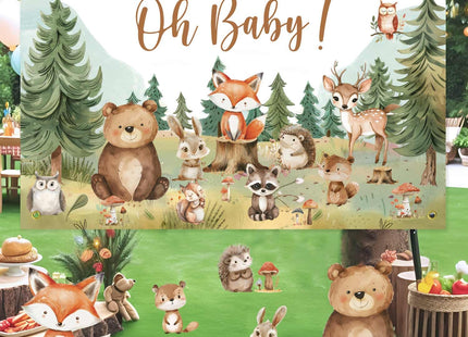 Woodland Baby Shower Decorations Backdrop Banner