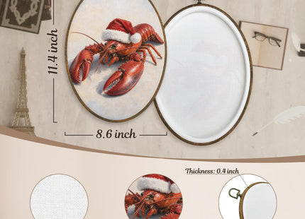 LKETW Christmas Beach Lobster Oval Wall Art Canvas Hanging Decor 8.6x11.4