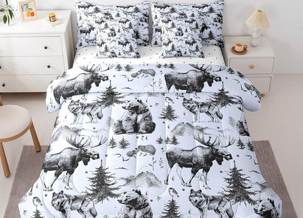 Erosebridal 7 Pcs Comforter Set,Rustic Animal Bed in a Bag with Flat Twin