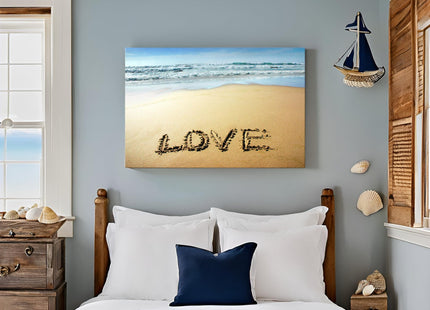 Goldfoilart Beach Canvas Wall Art for Living Room Seascape Paintings Love Coastal Picture Framed Artwork for Bathroom Bedroom Office Decor 36" x 24"