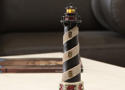 Hosley 8 Inch Resin Tabletop Lighthouse Blinking Light Decor - Ideal Coastal Beach Nautical Gift for Home, Farmhouse, Wedding, Teacher Appreciation