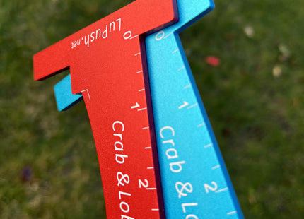 LuPush Crab Gauge & Lobster Ruler – 3mm Thick Aluminum Measuring Tool, Heavy-Duty Crab Ruler for Dungeness, Red Rock, Blue Crab & Lobster – Applicable for WA, OR, CA & Atlantic/Gulf States (Blue)