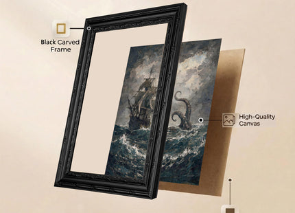 Yuantulan Vintage Gothic Nautical Octopus Framed Wall Art